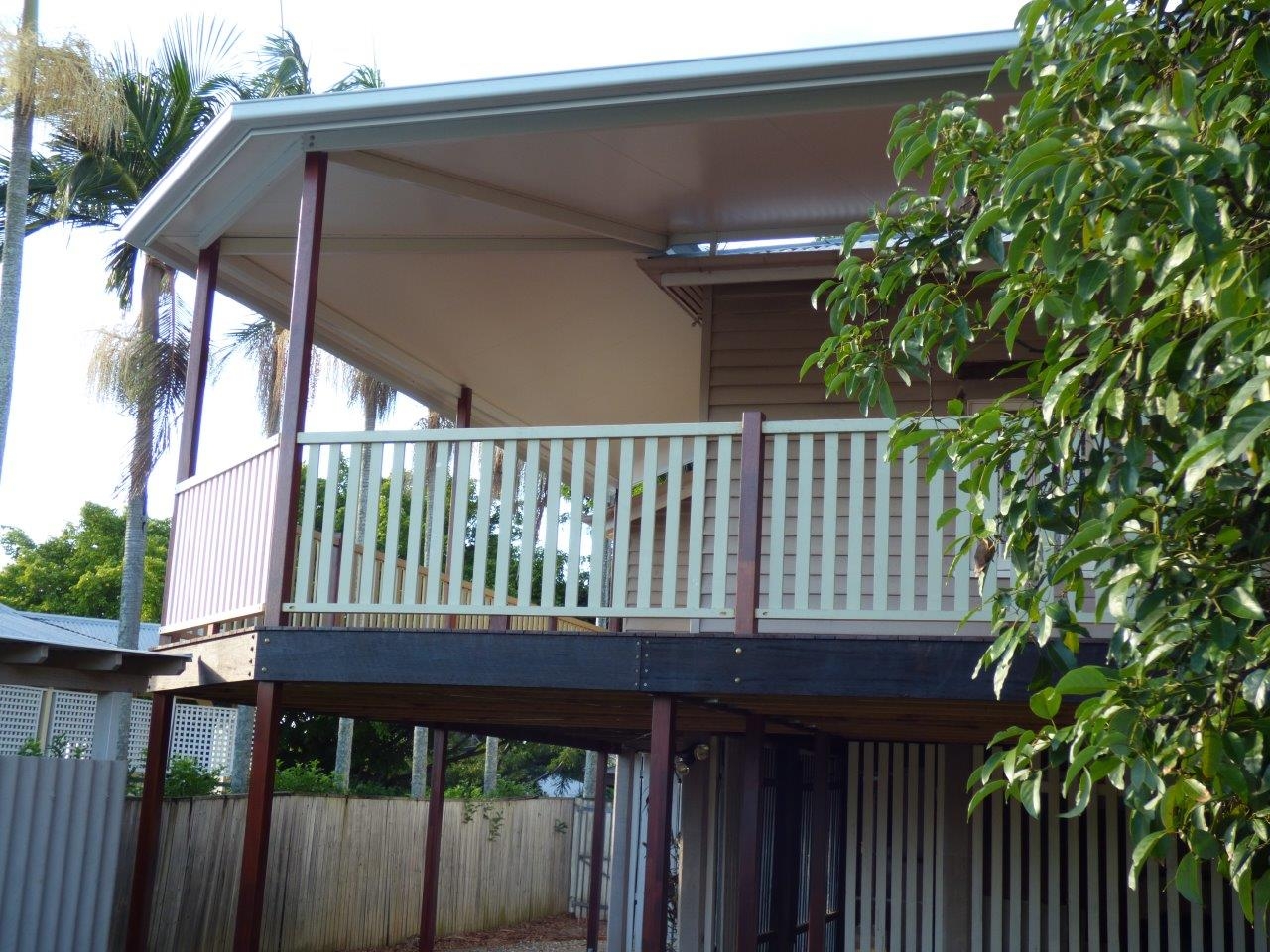Traditional patio design with deck.