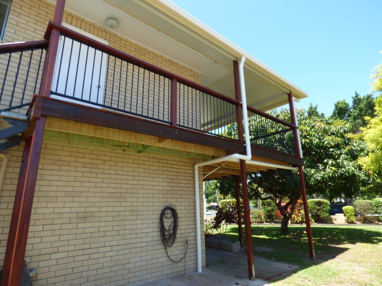 Timber staircase and patio design.