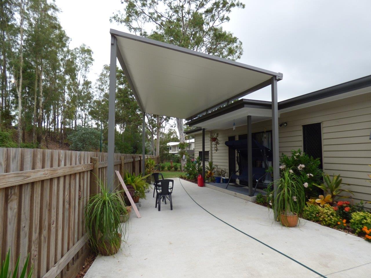 Patio and carport.