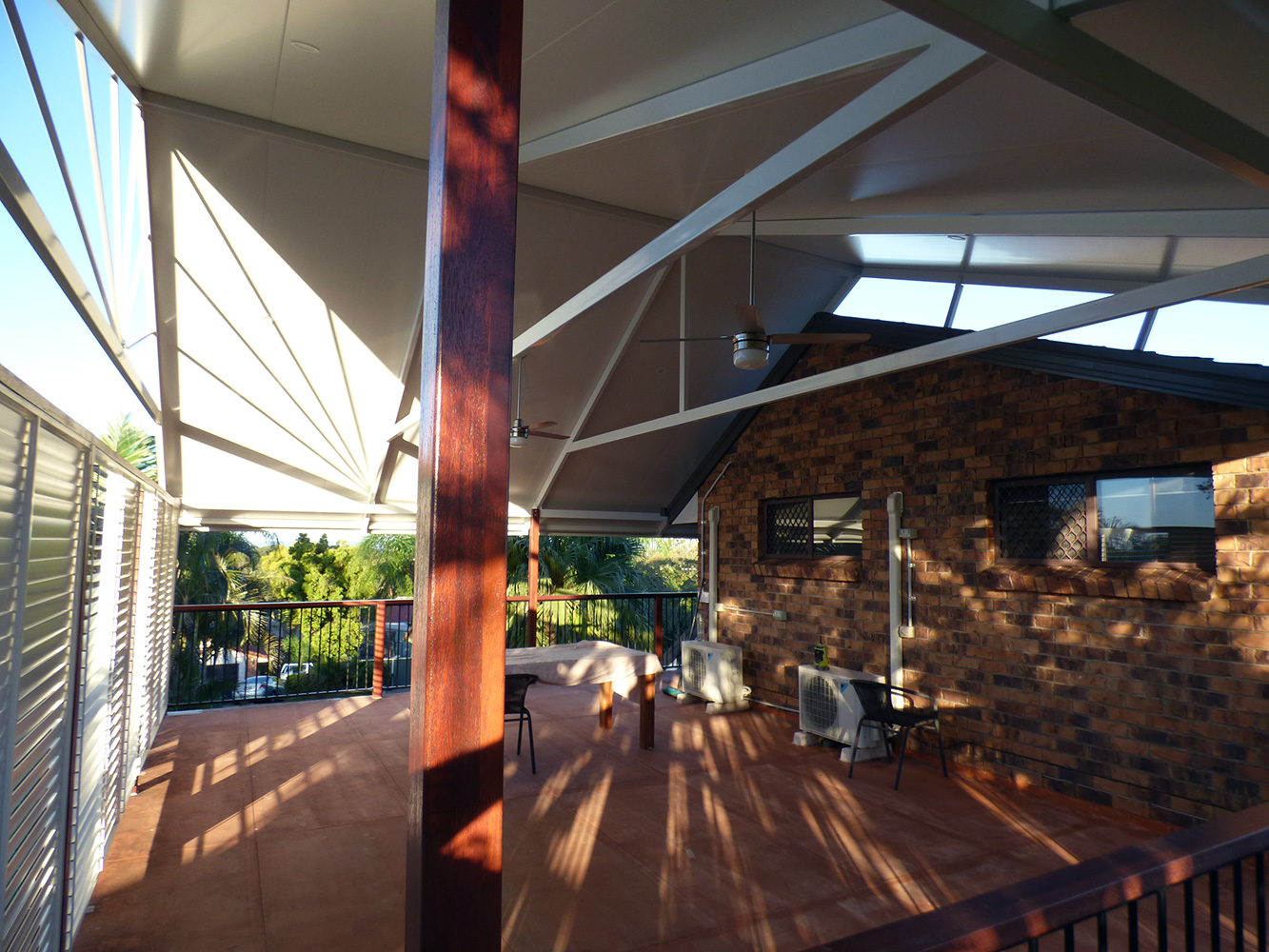 Large timber patio columns.