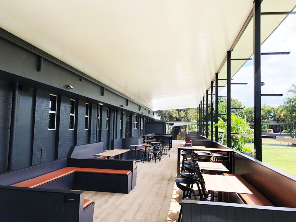 A commercial structure for Life Church in Salisbury, Brisbane. Custom designed to provide a Premium space. #commercialpatios